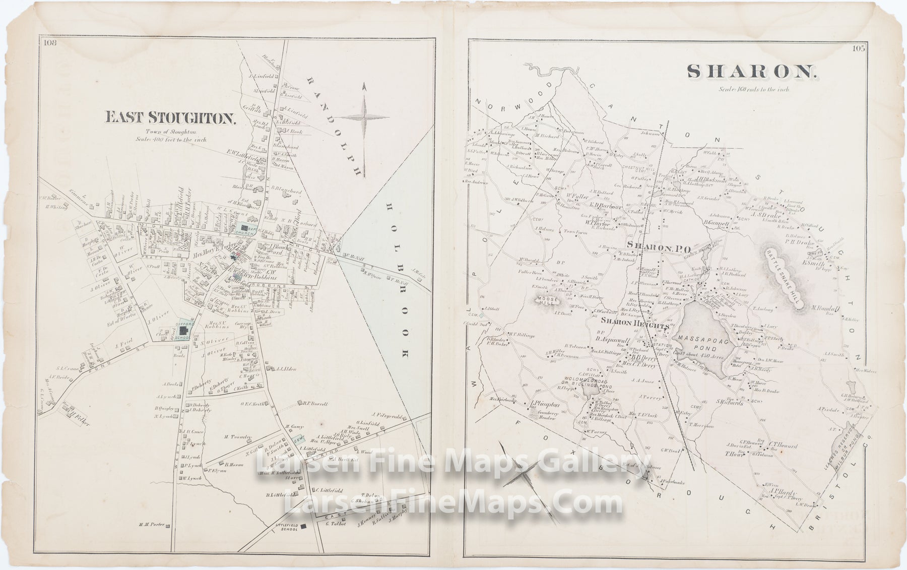 Sharon, Town of Sharon, Sharon Heights, East Stoughton, Comstock Cline,  Edward Busch, details