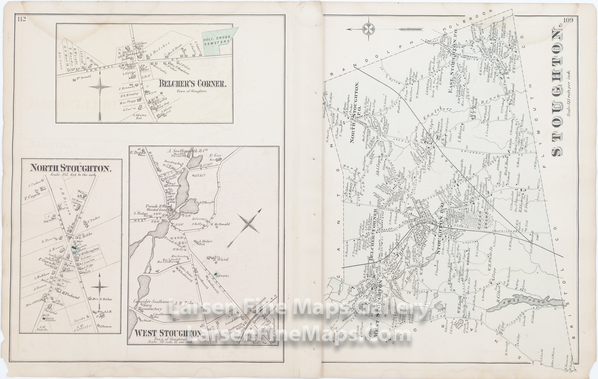 Stoughton, Town of Stoughton, Belcher's Corner, North Stoughton, West Stoughton, Comstock Cline,  Edward Busch, details