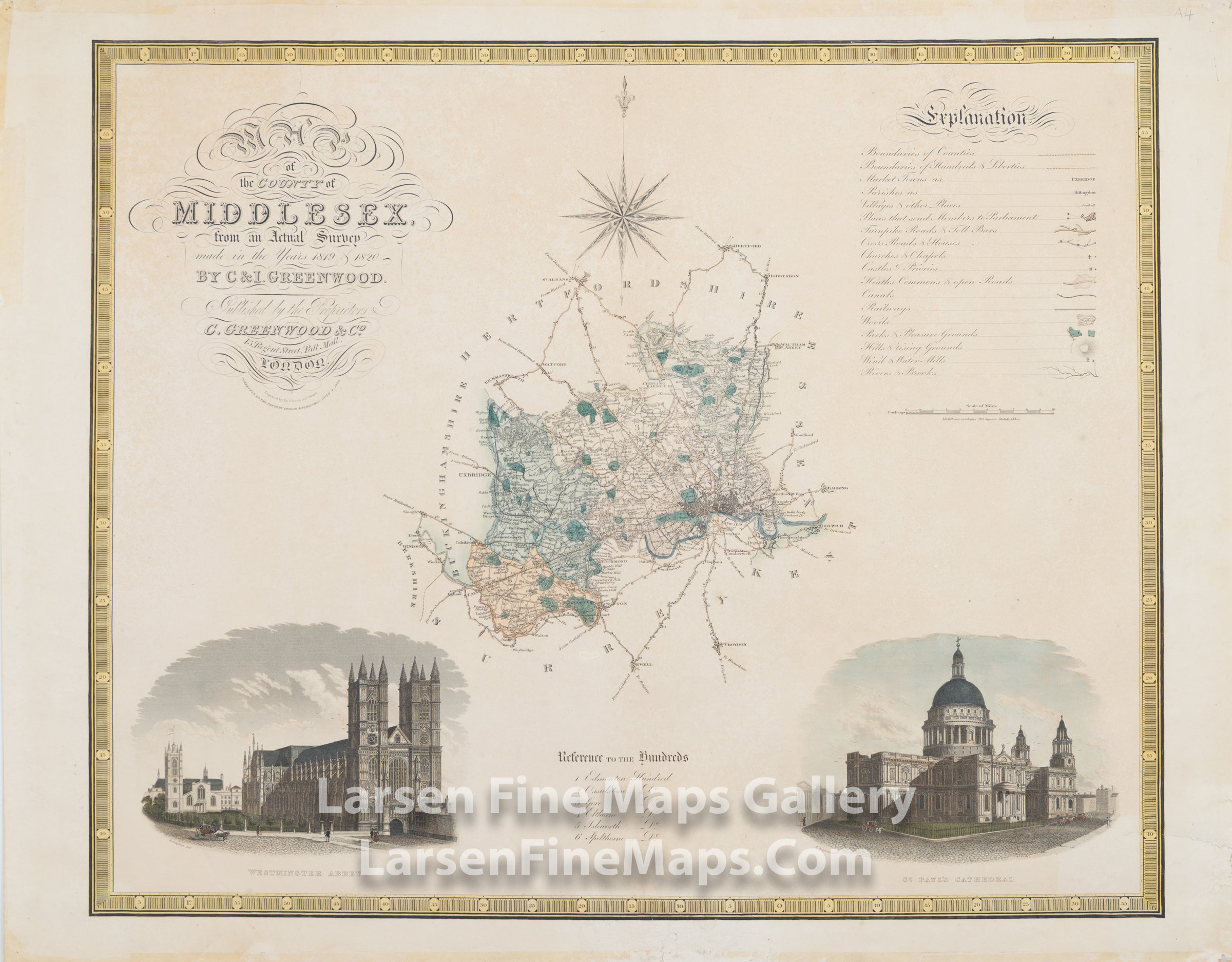 Map of the County of Middlesex, from an Actual Survey made in the Years 1819 & 1820 by C. & I. Greenwood.