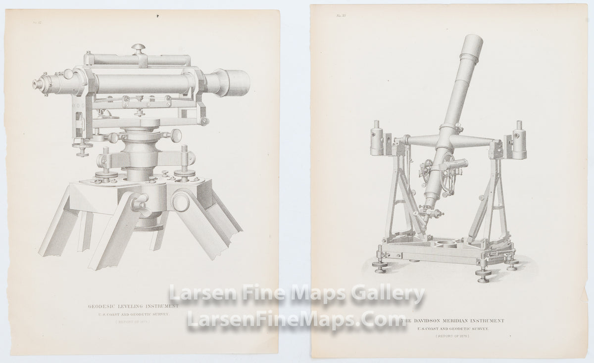 Geodesic Leveling Instrument, The Davidson Meridian Instrument, Target and Leveling Rod for Geodesic Leveling Instrument, U.S. Coast and Geodetic Survey, Report of 1879 U.S. Coast Survey