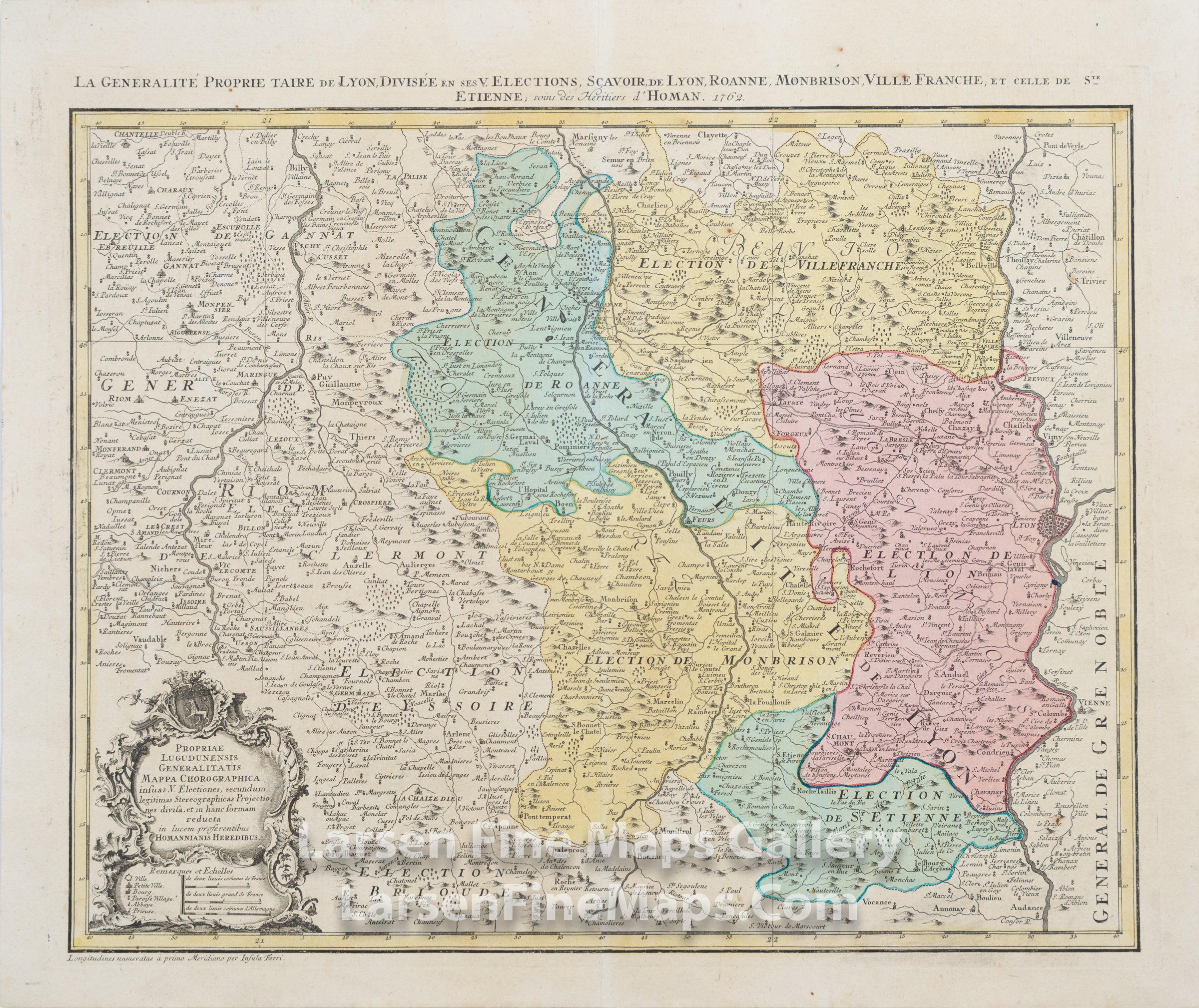 Propriae Lugudunensis Generalitatis Mappa Chorographica insuas…, Homann, Johann Baptist