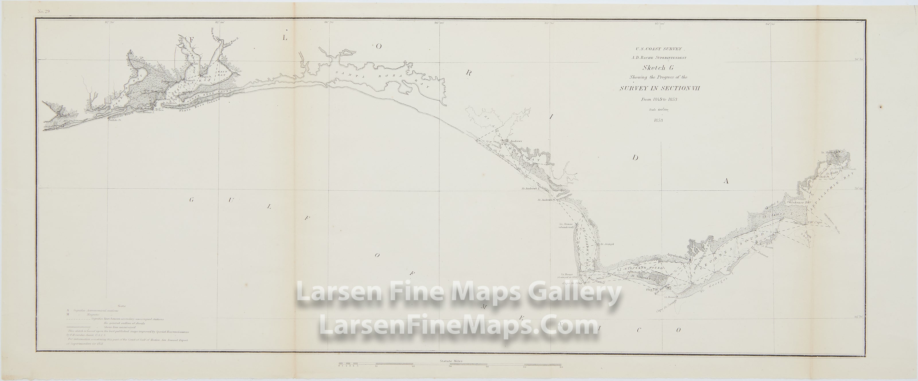 Sketch G Showing the Progress of the Survey in Section VII From 1849 to 1853 U.S. Coast Survey