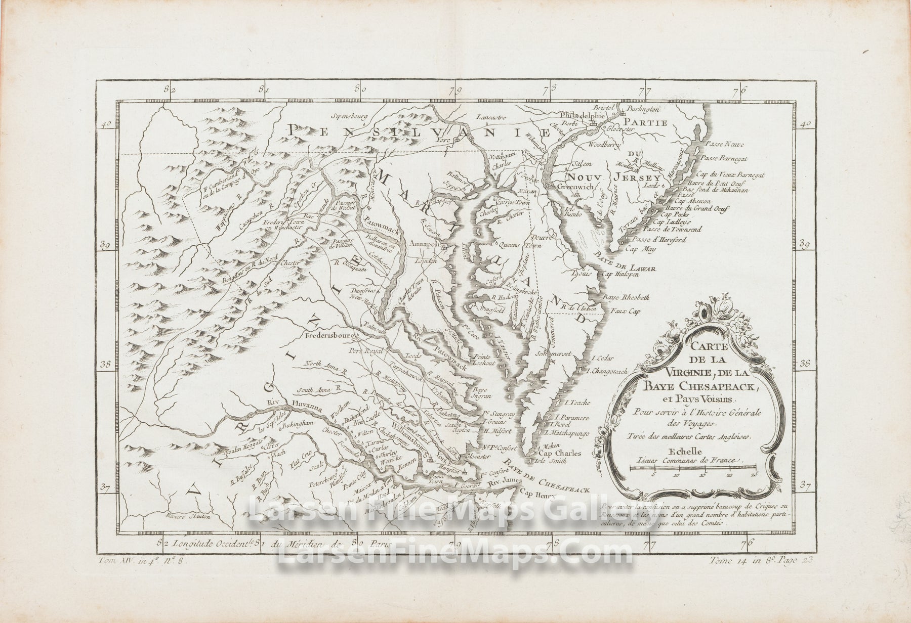 Carte Generale des Etats de Virginie, Maryland, Delaware