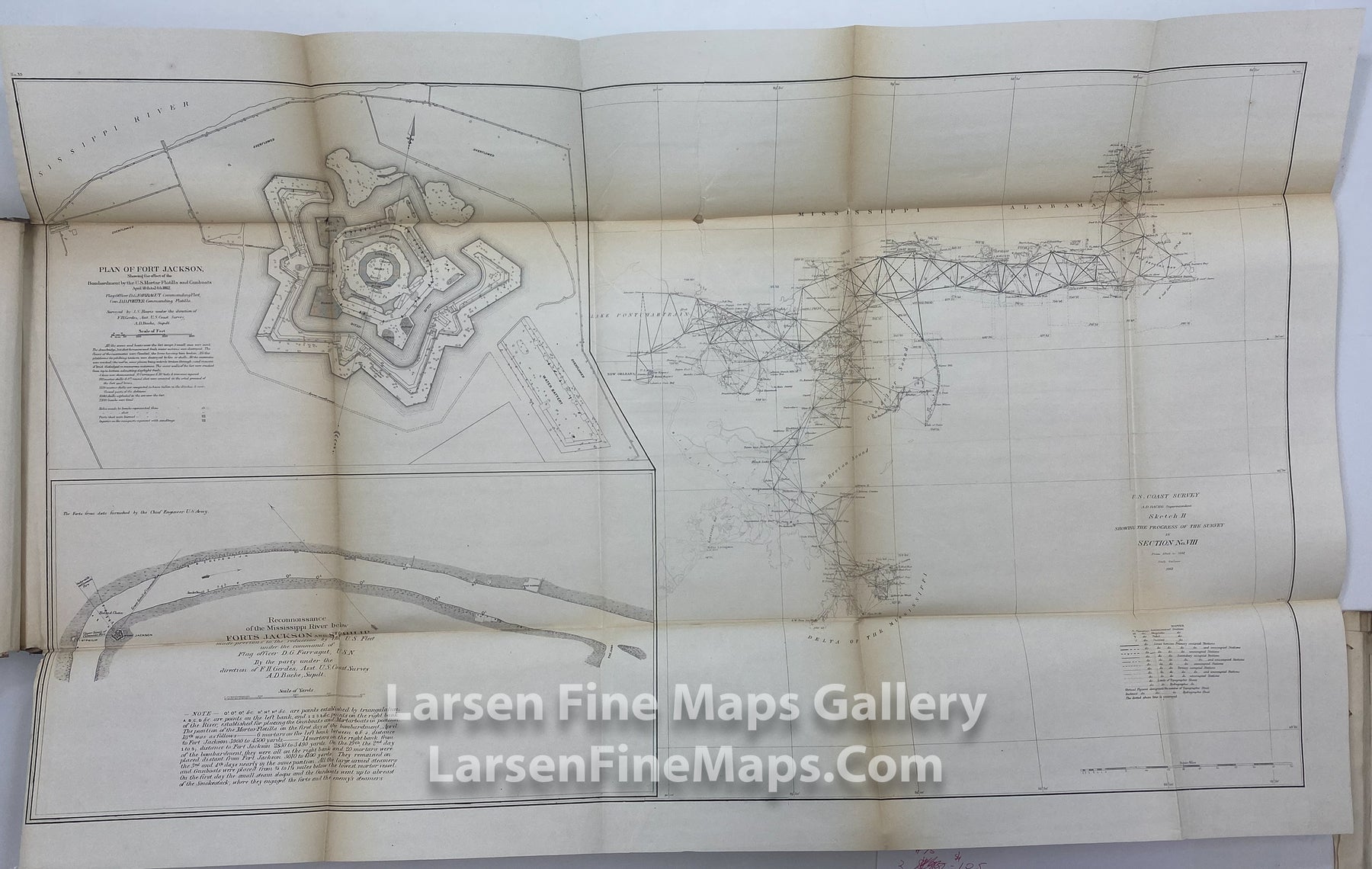 Sketch H Showing The Progress of The Survey in Section No. VIII From 1848 to 1862. Plan of Fort Jackson U.S. Coast Survey