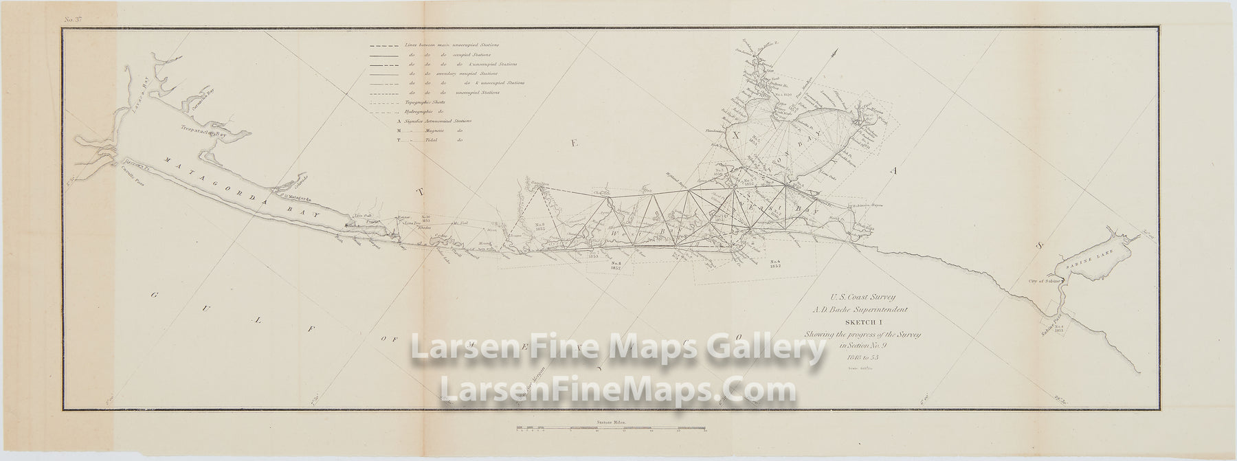 Sketch I Showing the Progress of the Survey in Section No. 9 1848 to 1853 U.S. Coast Survey