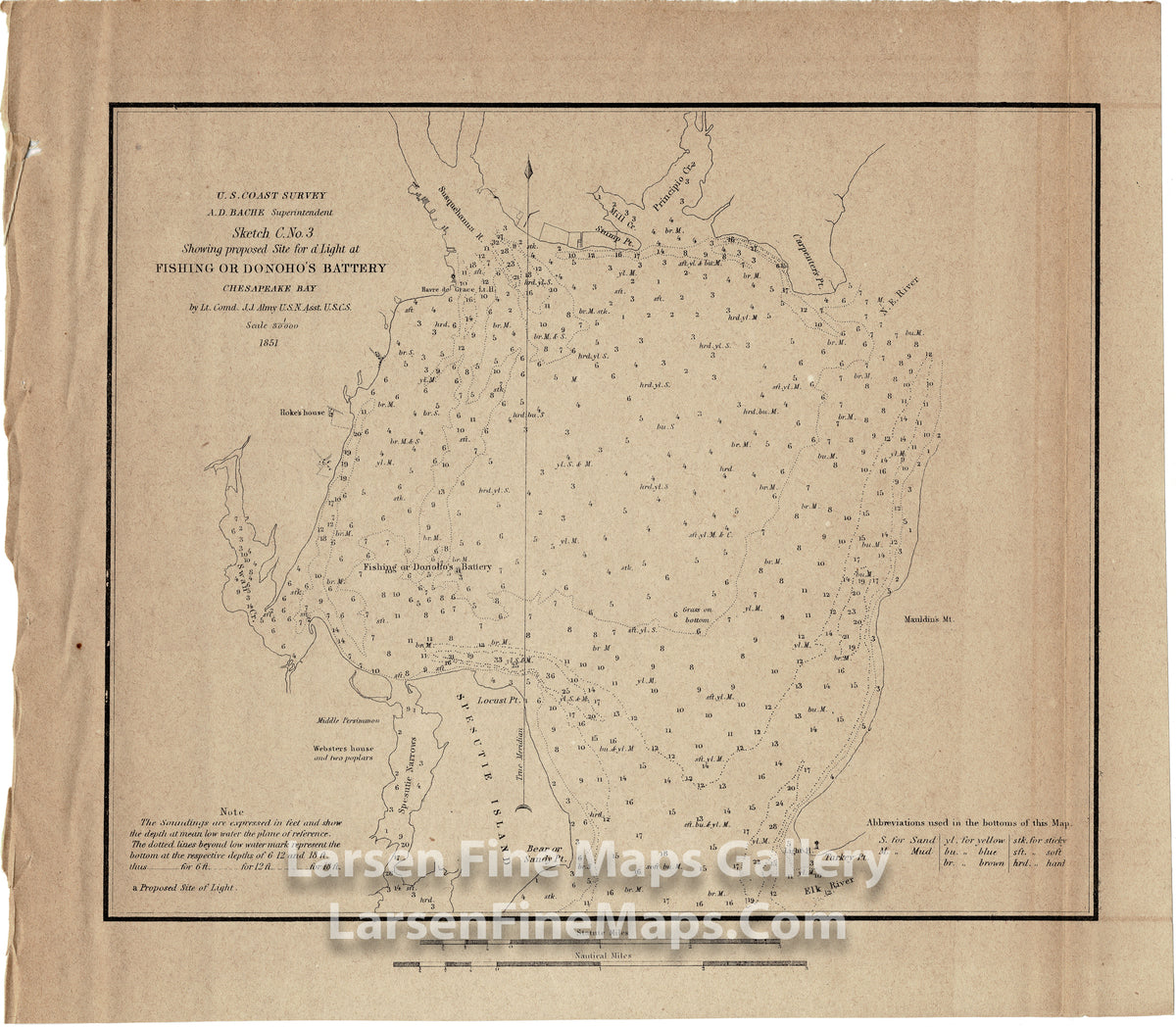 Sketch C. No. 3 Showing Proposed Site for a Light at Fishing or Donoho’s Battery Chesapeake Bay U.S. Coast Survey