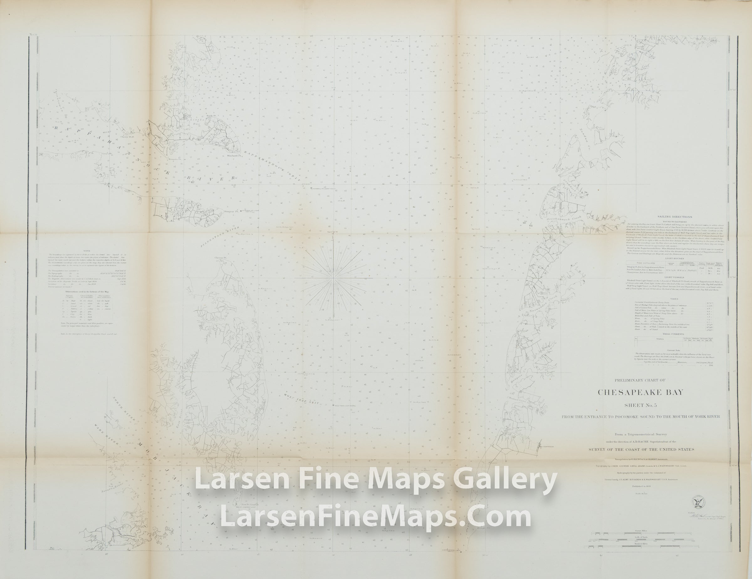 Preliminary Chart of Chesapeake Bay, Sheet No. 5 From The Entrance to Pocosmoke Sound to The Mouth of York River U.S. Coast Survey