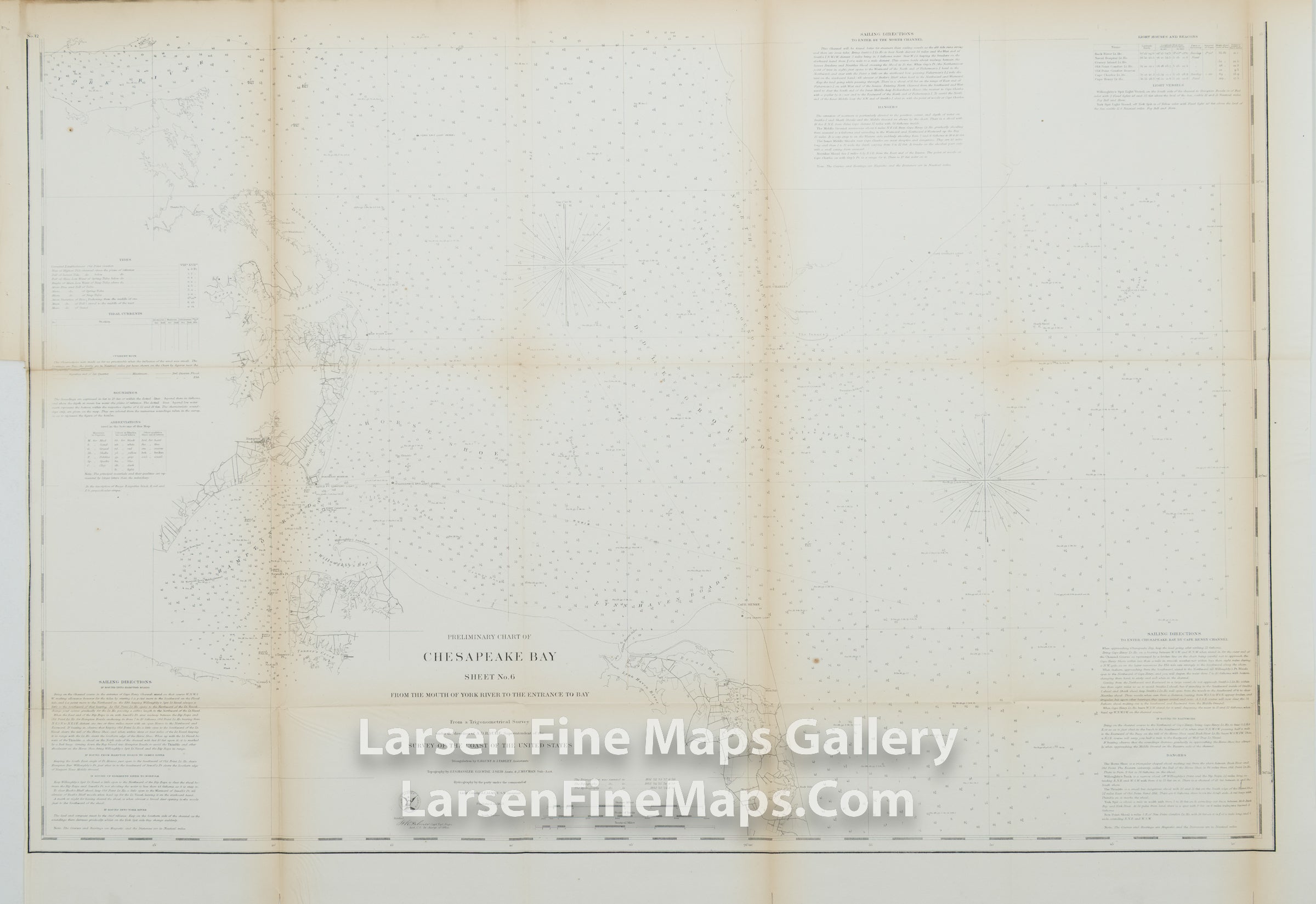 Preliminary Chart of Chesapeake Bay, Sheet No. 6 From The Mouth of York River to The Entrance to Bay U.S. Coast Survey