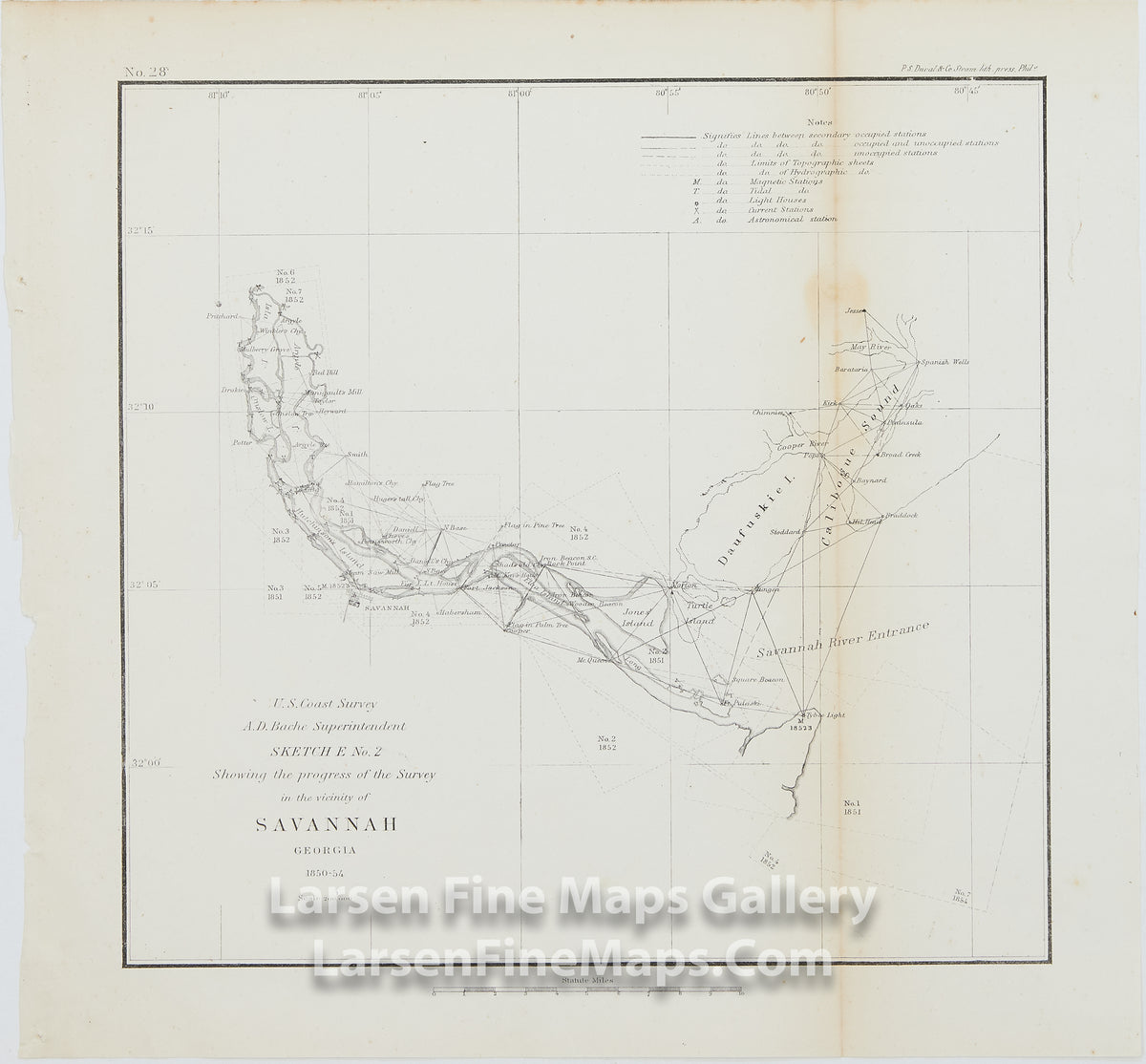 Sketch E. No. 2 Showing the Progress of the Survey in the Vicinity of Savannah Georgia 1850-54 U.S. Coast Survey