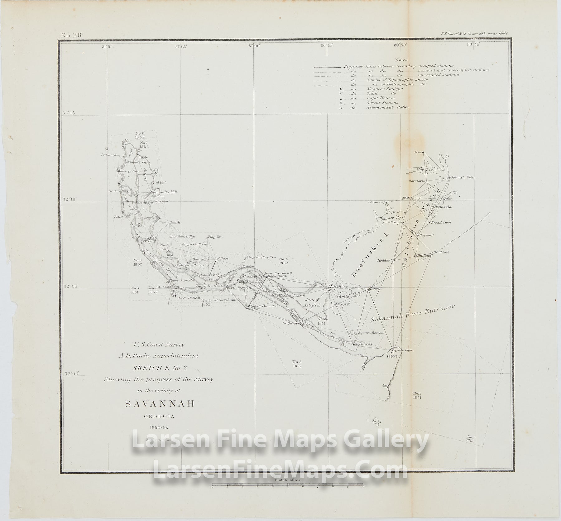 Sketch E. No. 2 Showing the Progress of the Survey in the Vicinity of Savannah Georgia 1850-54 U.S. Coast Survey