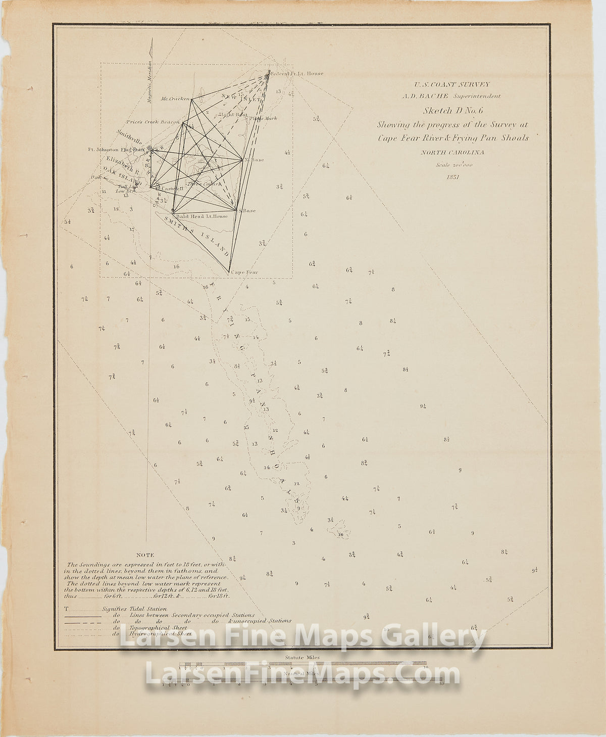 Sketch D No. 6 Showing the Progress of the Survey at Cape Fear River and Frying Pan Shoals North Carolina U.S. Coast Survey