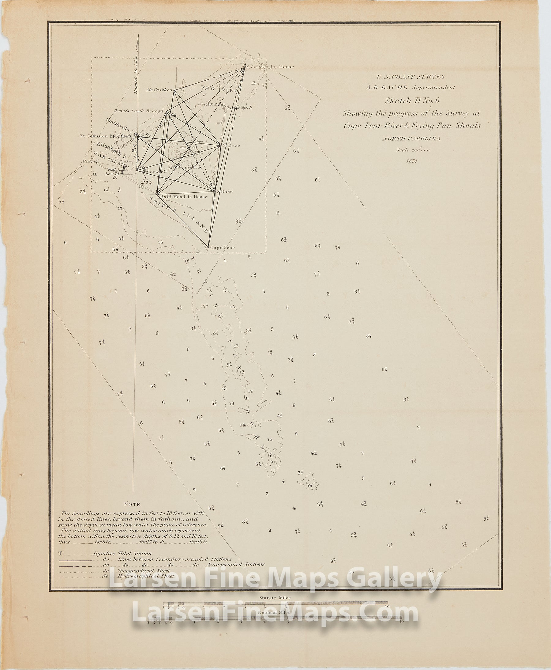 Sketch D No. 6 Showing the Progress of the Survey at Cape Fear River and Frying Pan Shoals North Carolina U.S. Coast Survey