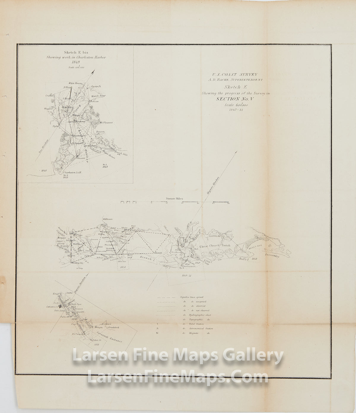 Sketch E Showing the Progress of the Survey in Section No. V U.S. Coast Survey