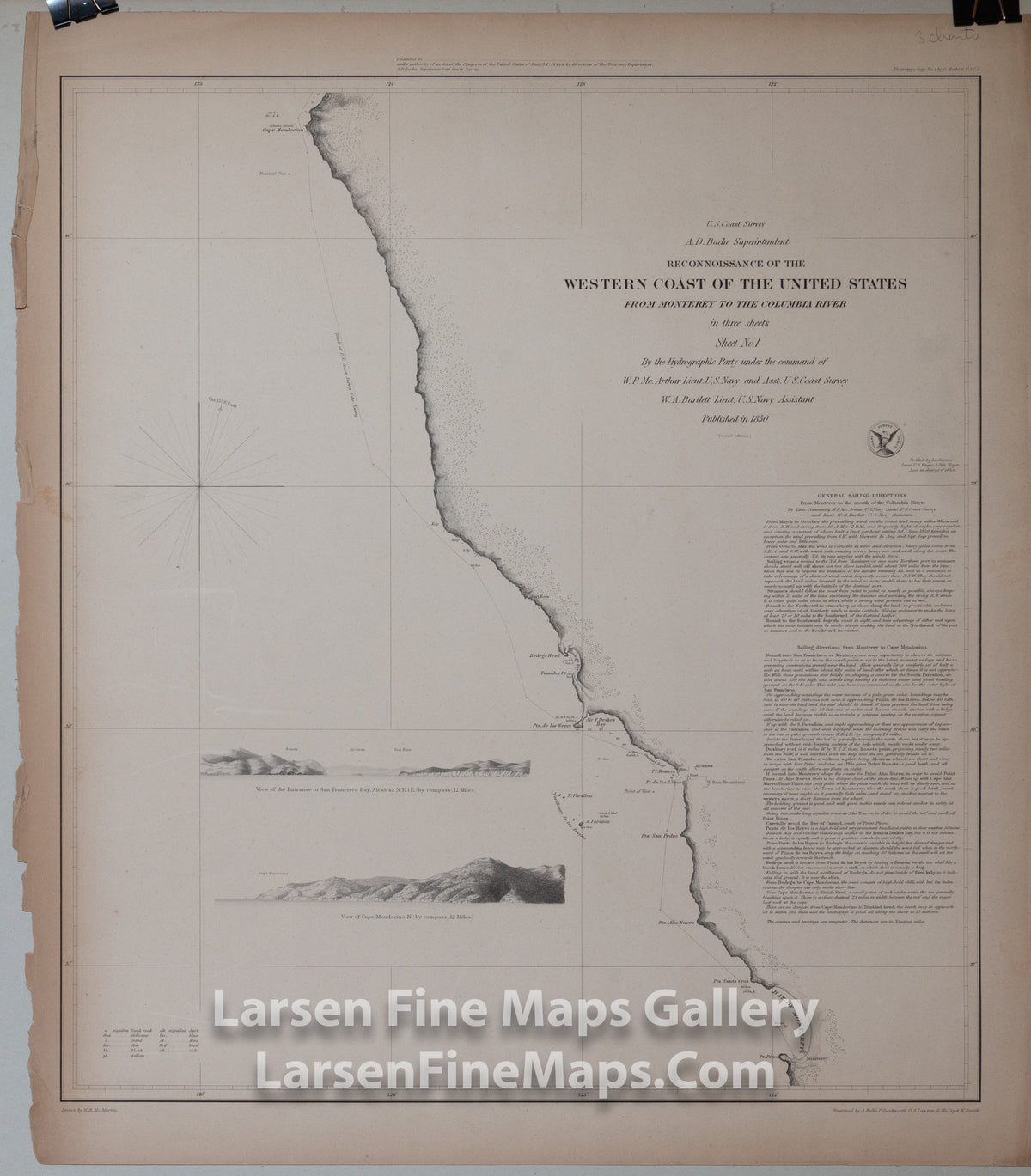 Reconnaissance of the Western Coast of The United States From Monterey to the Columbia River in three sheets