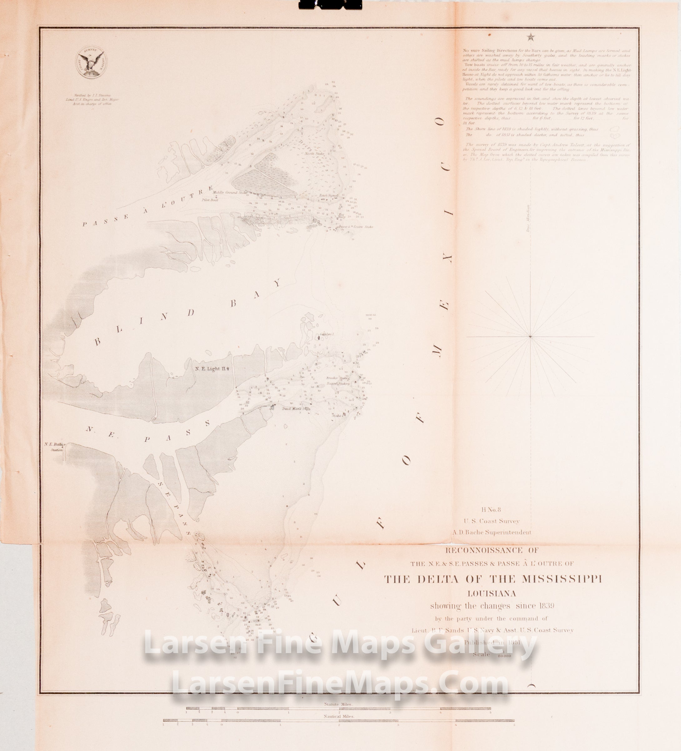 Reconnaissance of the N.E. & S.E. Passes & Passe À L'Outre of The Delta of The Mississippi Louisiana U.S. Coast Survey