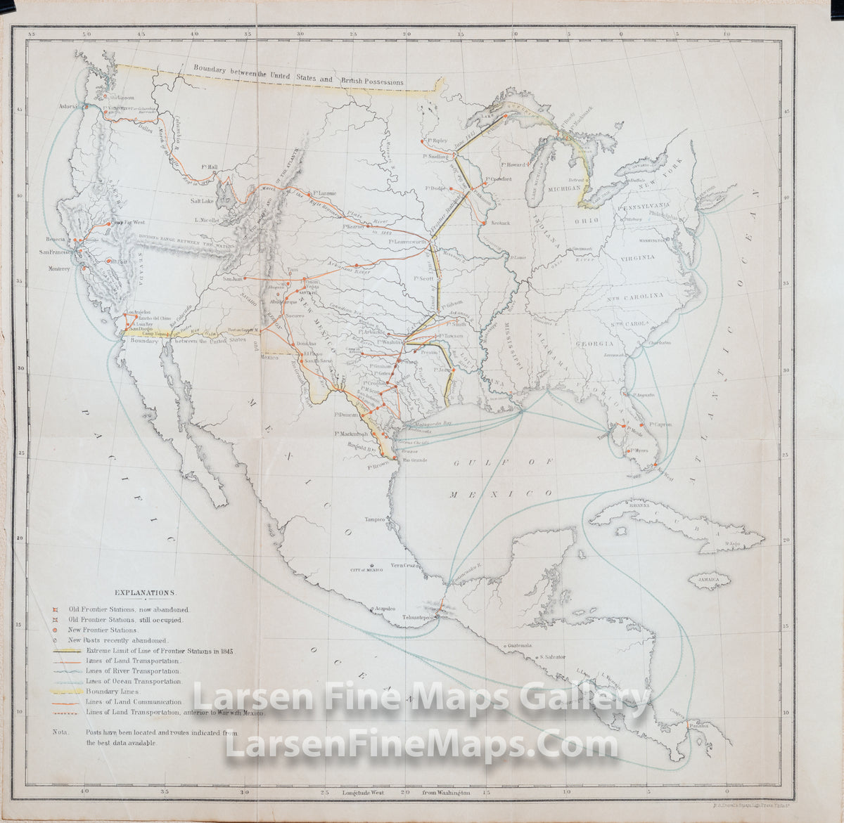 Frontier Stations, Boundaries Between the United States, Mexico and British Possessions. Duval, Peter S.