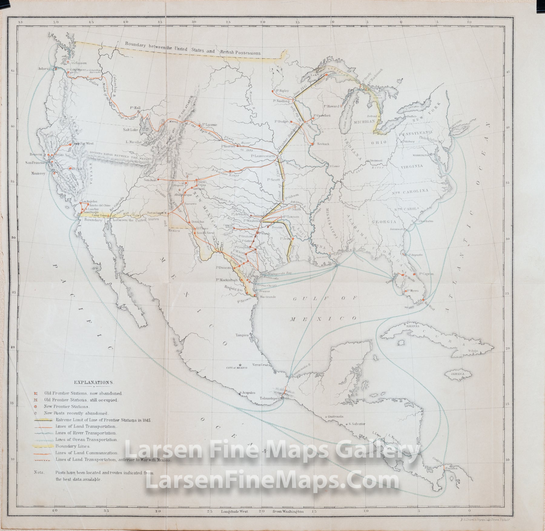 Frontier Stations, Boundaries Between the United States, Mexico and British Possessions. Duval, Peter S.