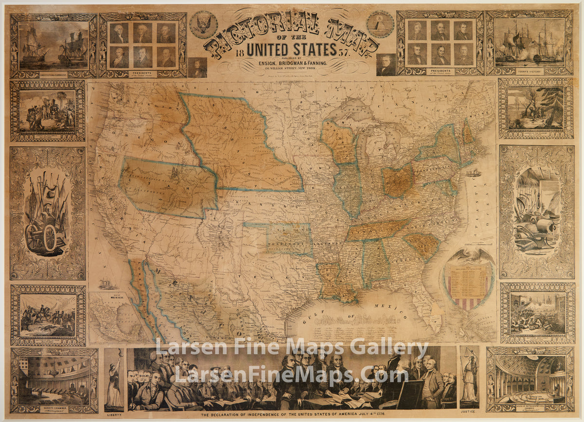 Pictorial Map of The United States, 1857