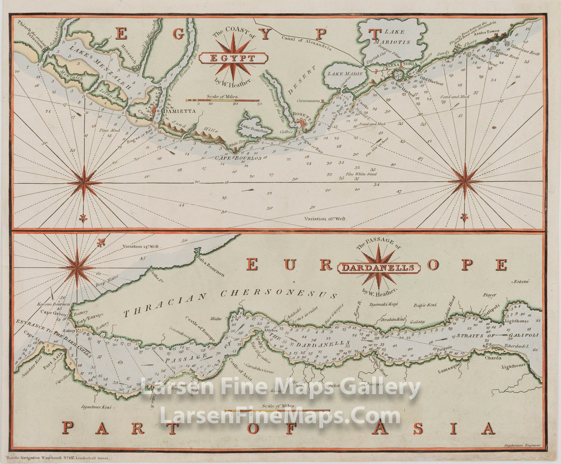 The Coast of Egypt by W. Heather; The Passage of Dardanells by W. Heather