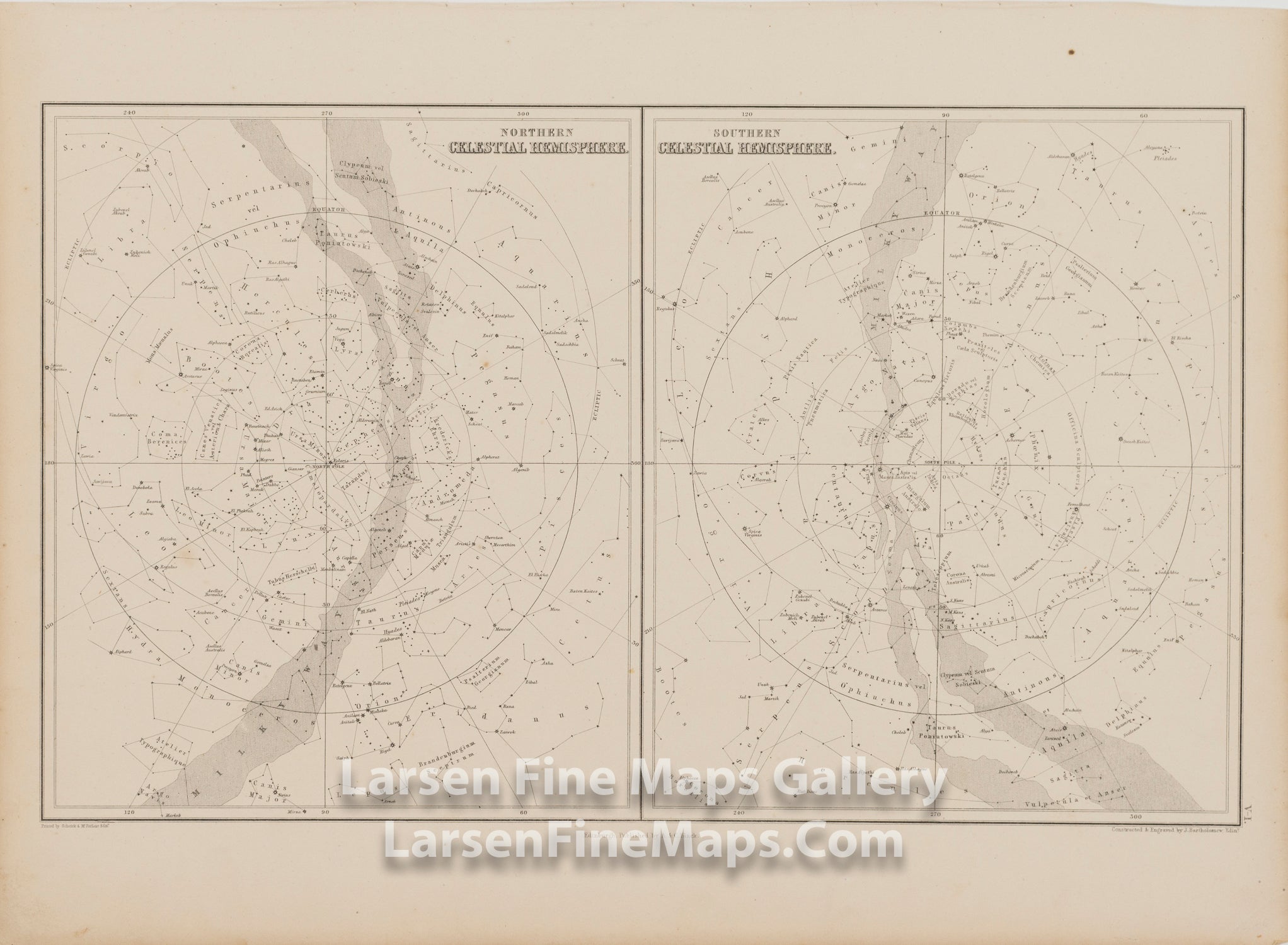 Northern Celestial Hemisphere; Southern Celestial Hemisphere, A. & C. Black, Bartholomew