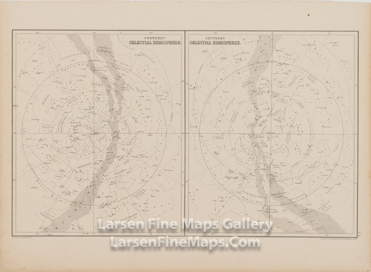 Northern Celestial Hemisphere; Southern Celestial Hemisphere, A. & C. Black, Bartholomew