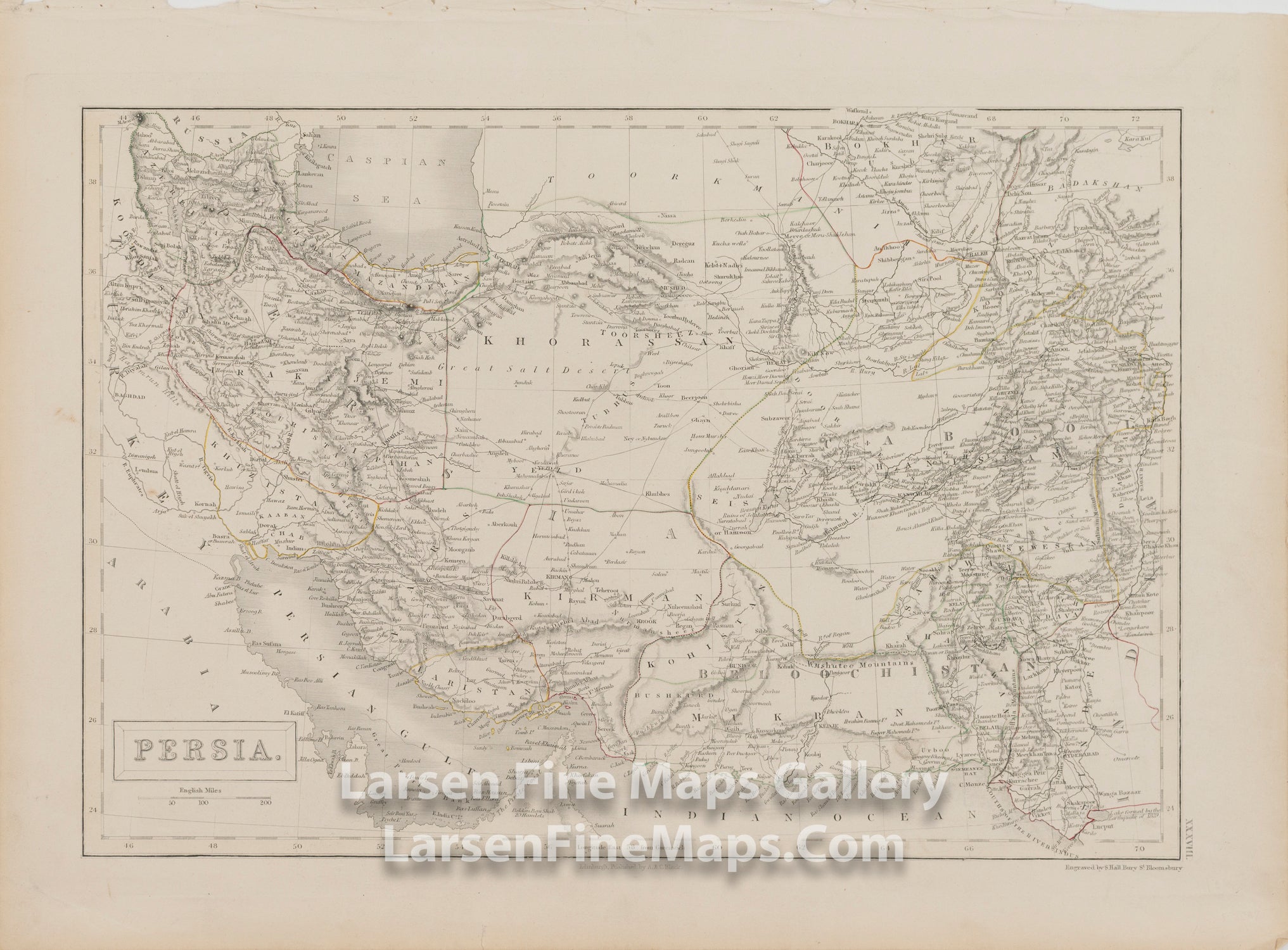 Old World Map of Persia, A. & C. Black