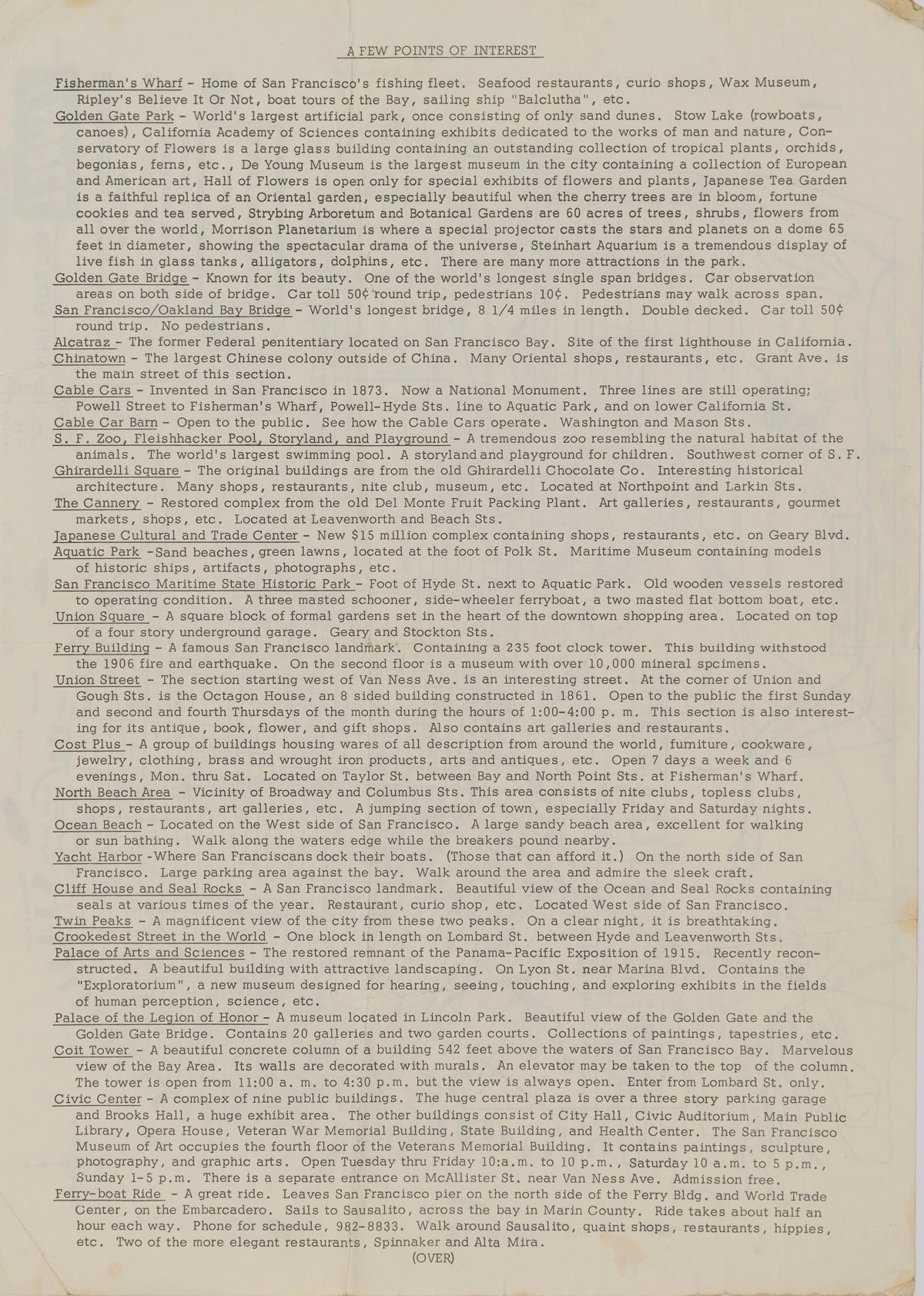 Map of San Francisco, Peerless Co. Details
