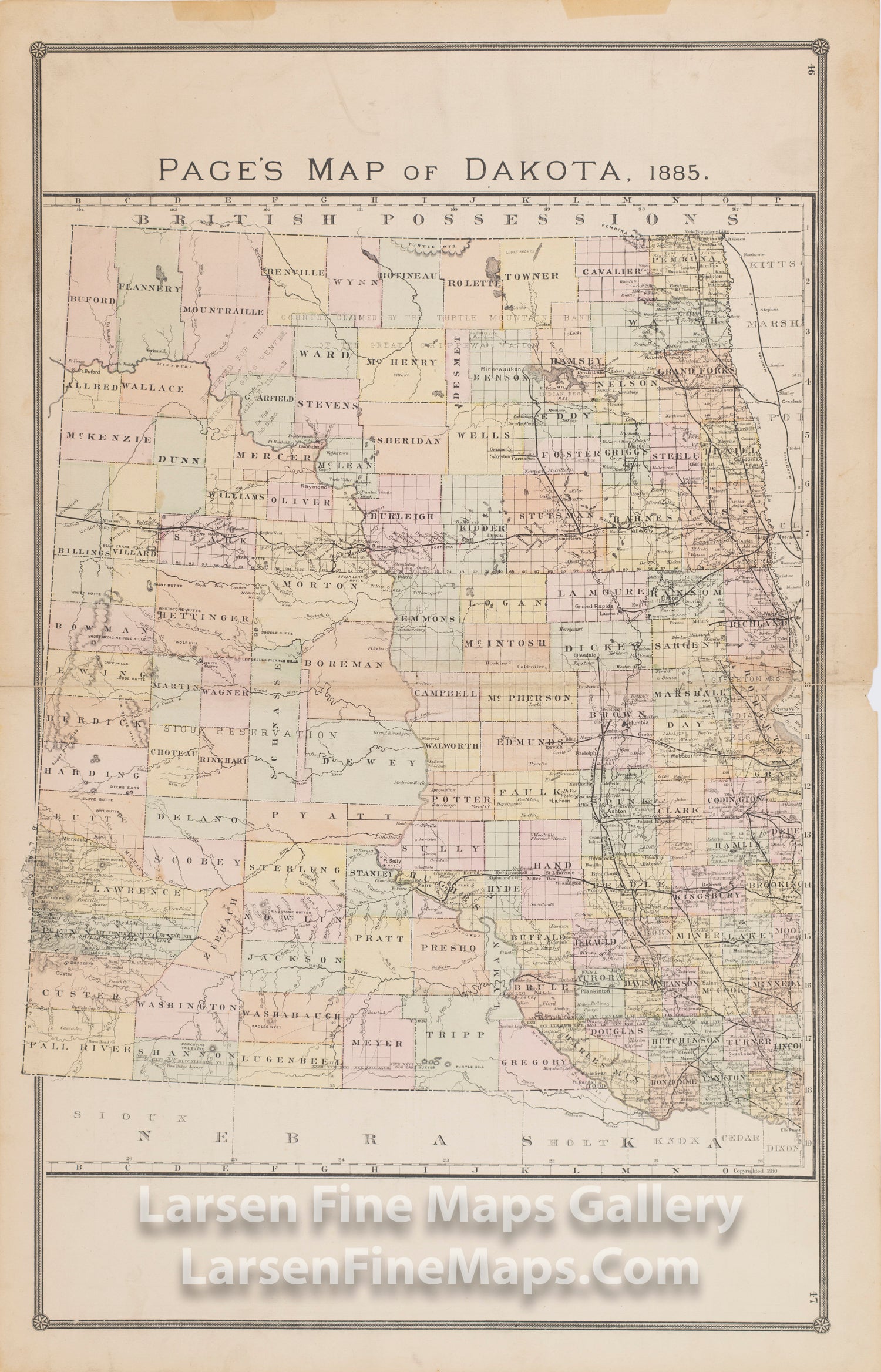 Page's Map of Dakota, 1885, Rand McNally