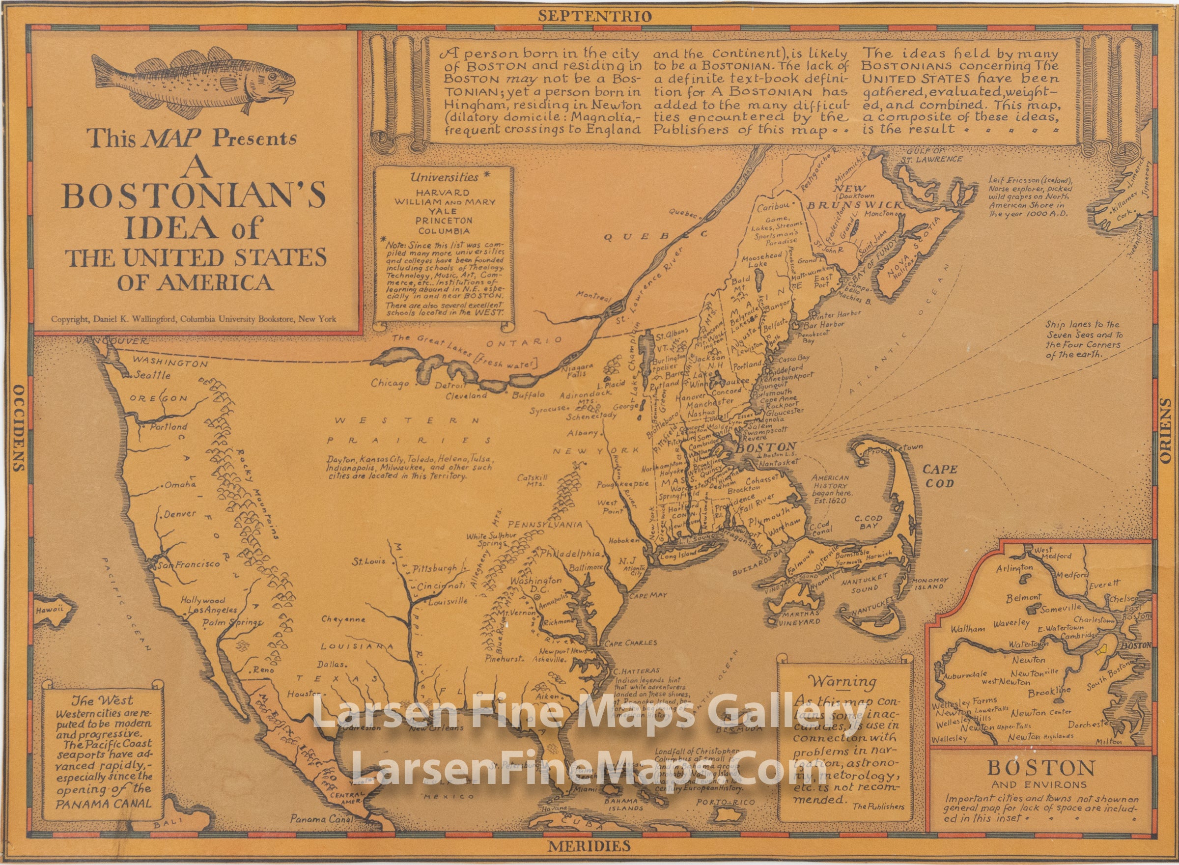 This Map Presents A Bostonian's Idea of The United States of America, Wallingford, Daniel K.