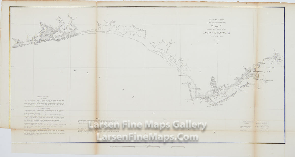 Sketch G Showing the Progress of the Survey in Section VII From 1849 to 1852 U.S. Coast Survey