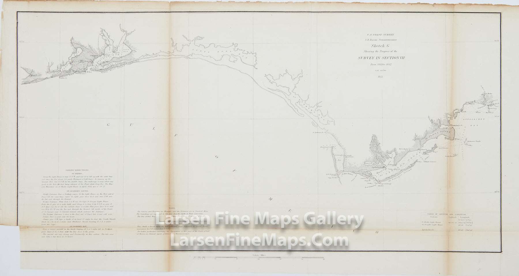 Sketch G Showing the Progress of the Survey in Section VII From 1849 to 1852 U.S. Coast Survey