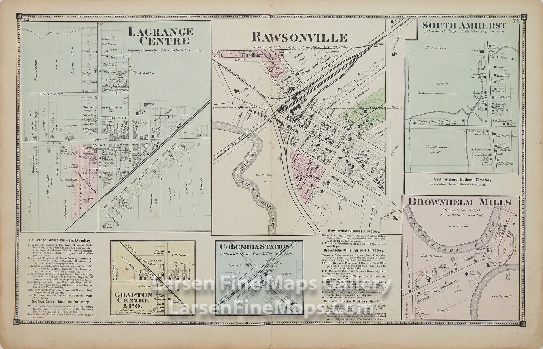 Lagrange Centre, Rawsonville, South Amherst, Grafton Centre & P.O., Columbia Station, and Brownhelm Mills, Lorain County, OhioTitus, Simmons & Titus, PhiladelphiaD.J. Lake, C.E.