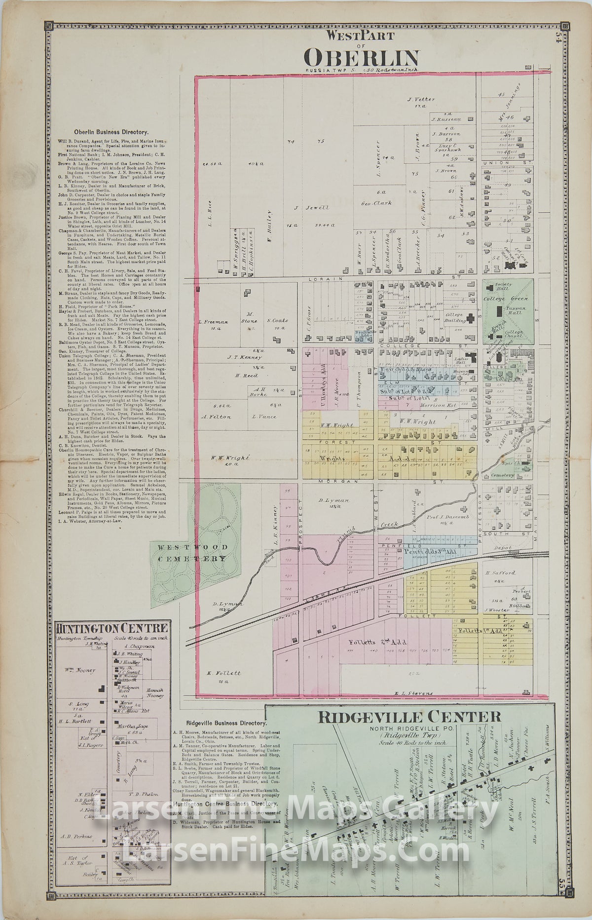 West Part of Oberlin, Russia TWP, Huntington Centre, Ridgeville CenterTitus, Simmons & Titus, PhiladelphiaD.J. Lake, C.E.