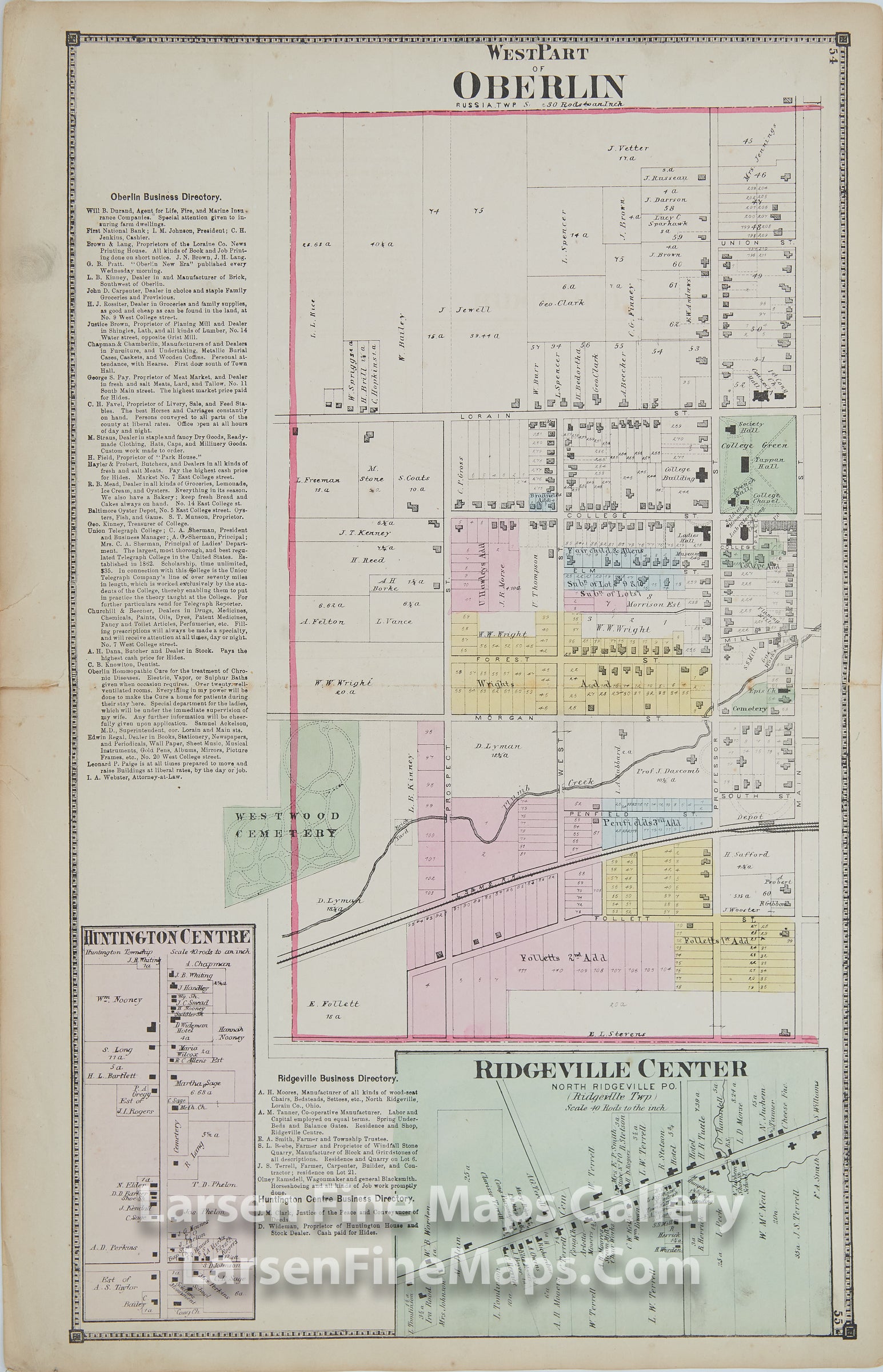 West Part of Oberlin, Russia TWP, Huntington Centre, Ridgeville CenterTitus, Simmons & Titus, PhiladelphiaD.J. Lake, C.E.