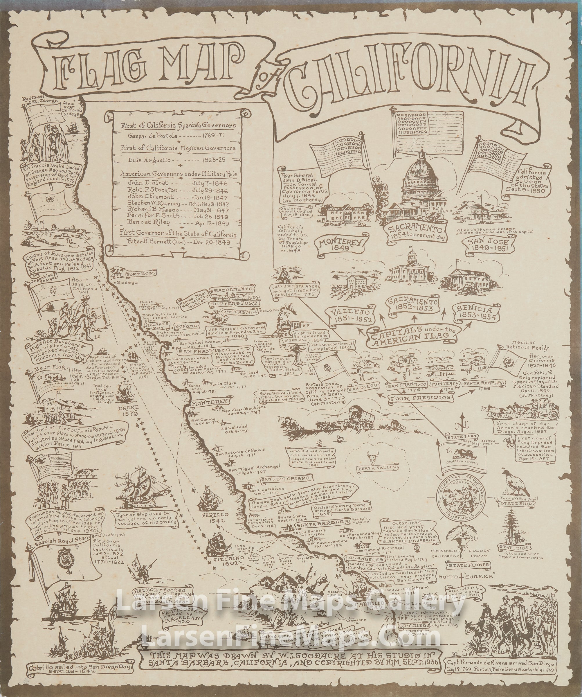 Flag Map of California, Goodacre, W.J.