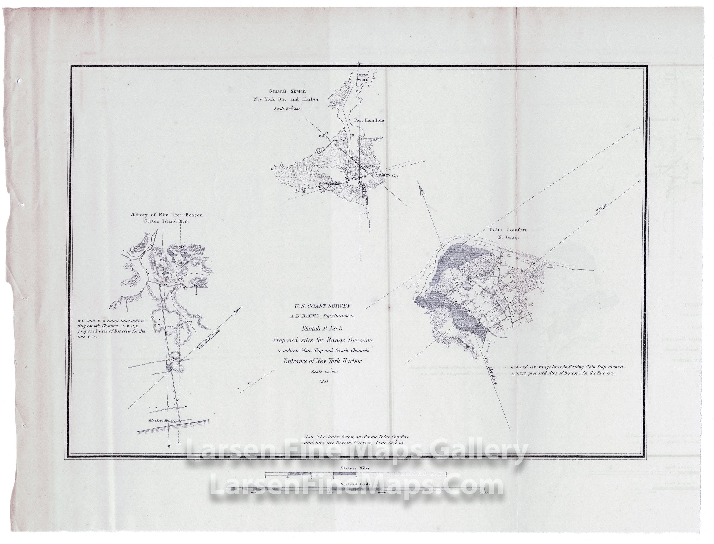 Sketch B No. 5 Proposed Sites for Range Beacons to Indicate Main Ship and Swash Channels Entrance to New York Harbor U.S. Coast Survey