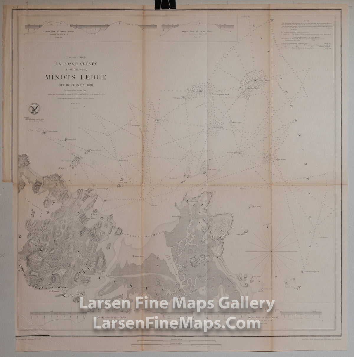 Sketch A No. 3 Minot’s Ledge off Boston Harbor USCS Map, U.S. Coast Survey