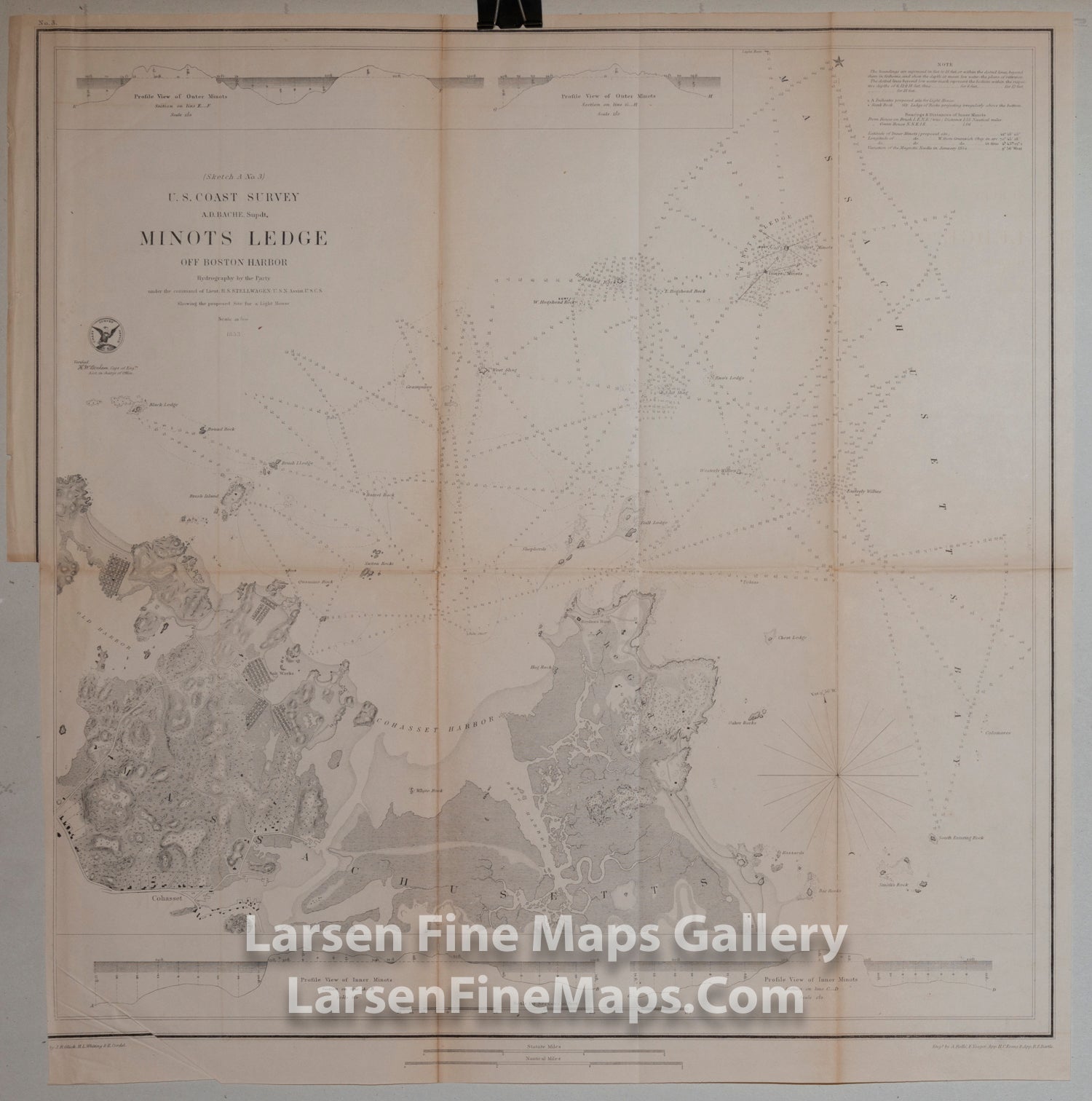 Sketch A No. 3 Minot’s Ledge off Boston Harbor USCS Map, U.S. Coast Survey