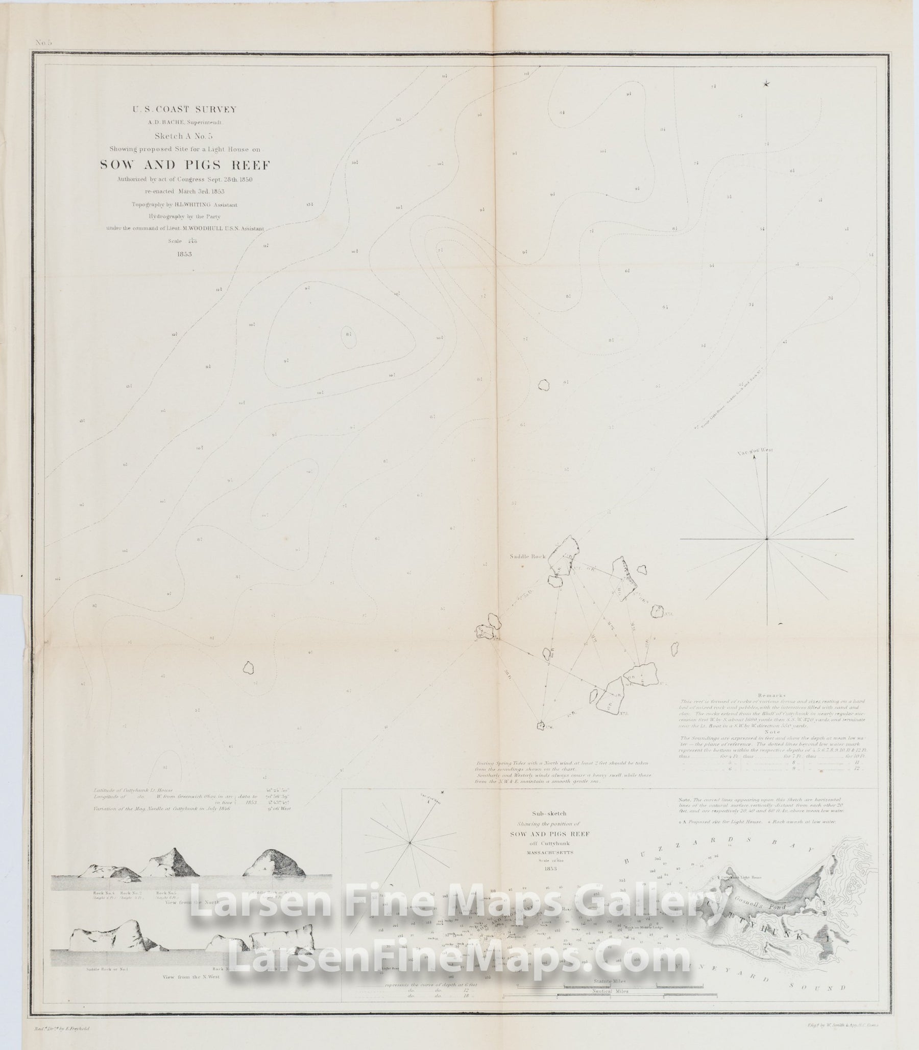 Sketch A No. 5 Showing Proposed Site for a Light House on Sow and Pigs Reef. U.S. Coast Survey