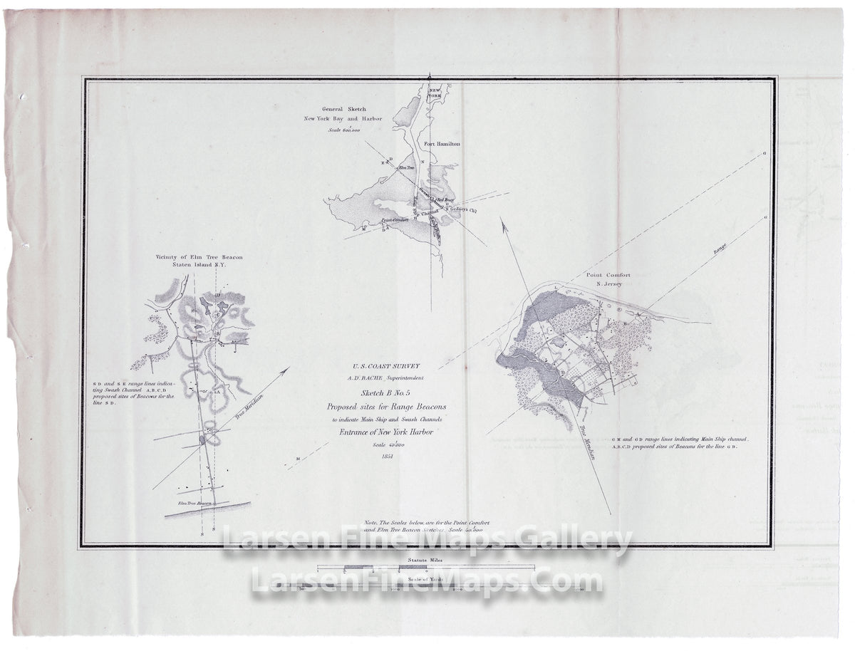 Sketch B No. 5 Proposed Sites for Range Beacons to Indicate Main Ship and Swash Channels Entrance to New York Harbor