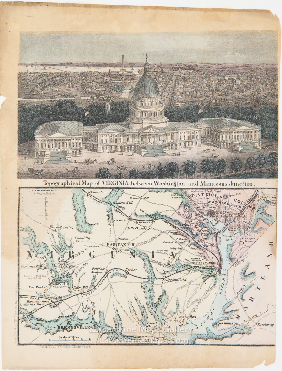 Topographical Map of Virginia between Washington and Manassas Junction