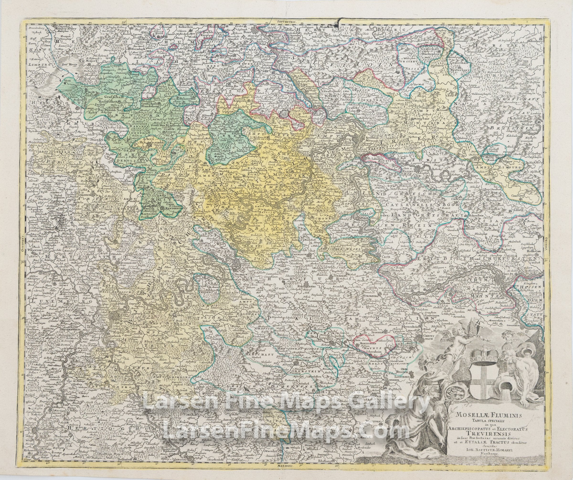 Mosellae Fluminis Tabula Specialis in qua Archiepiscopatus et Electoratus Trevirensis, Homann, Johann Baptist
