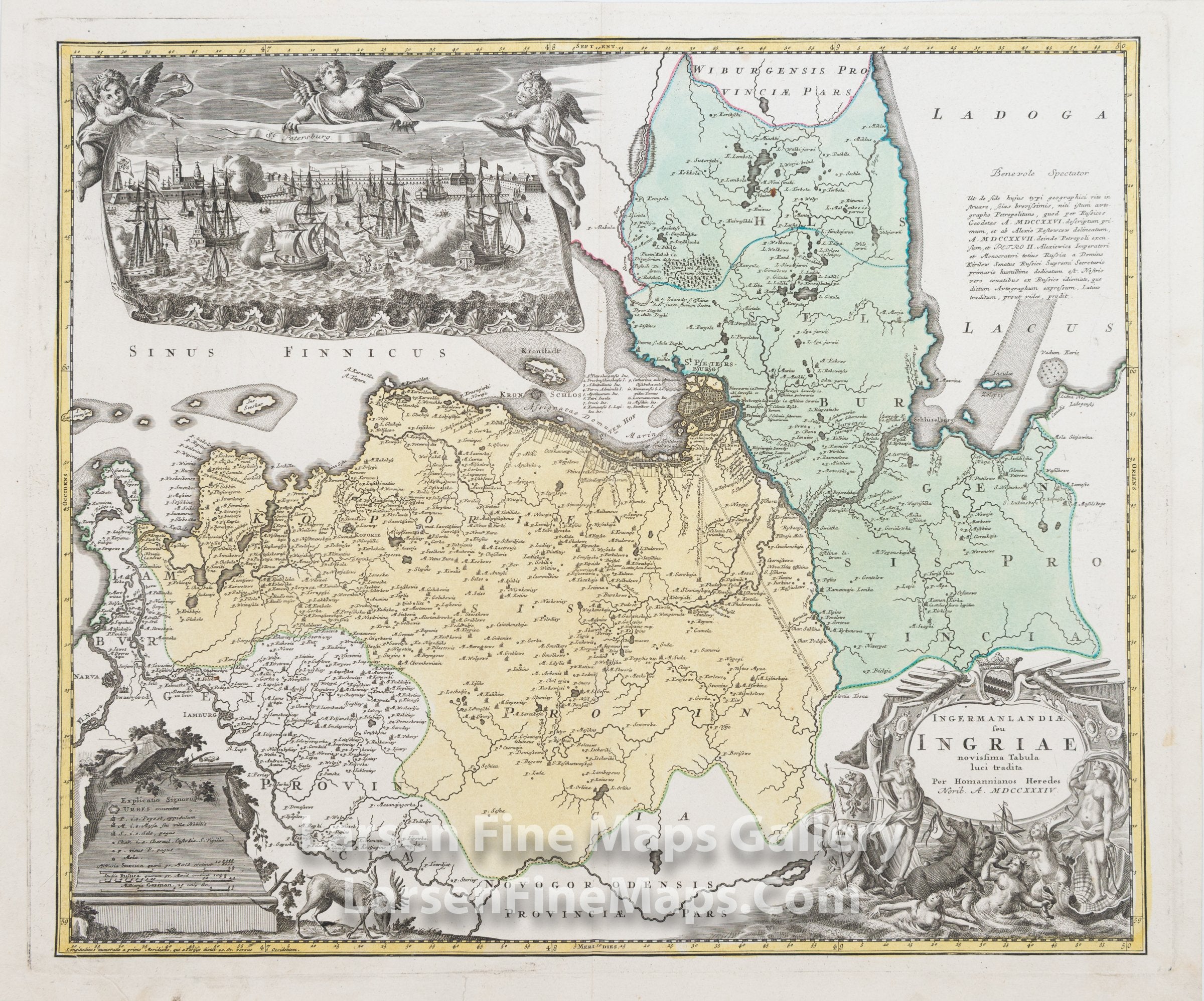 Ingermanlandiae seu Ingriae novissima tabula luci tradita, Homann, Johann Baptist