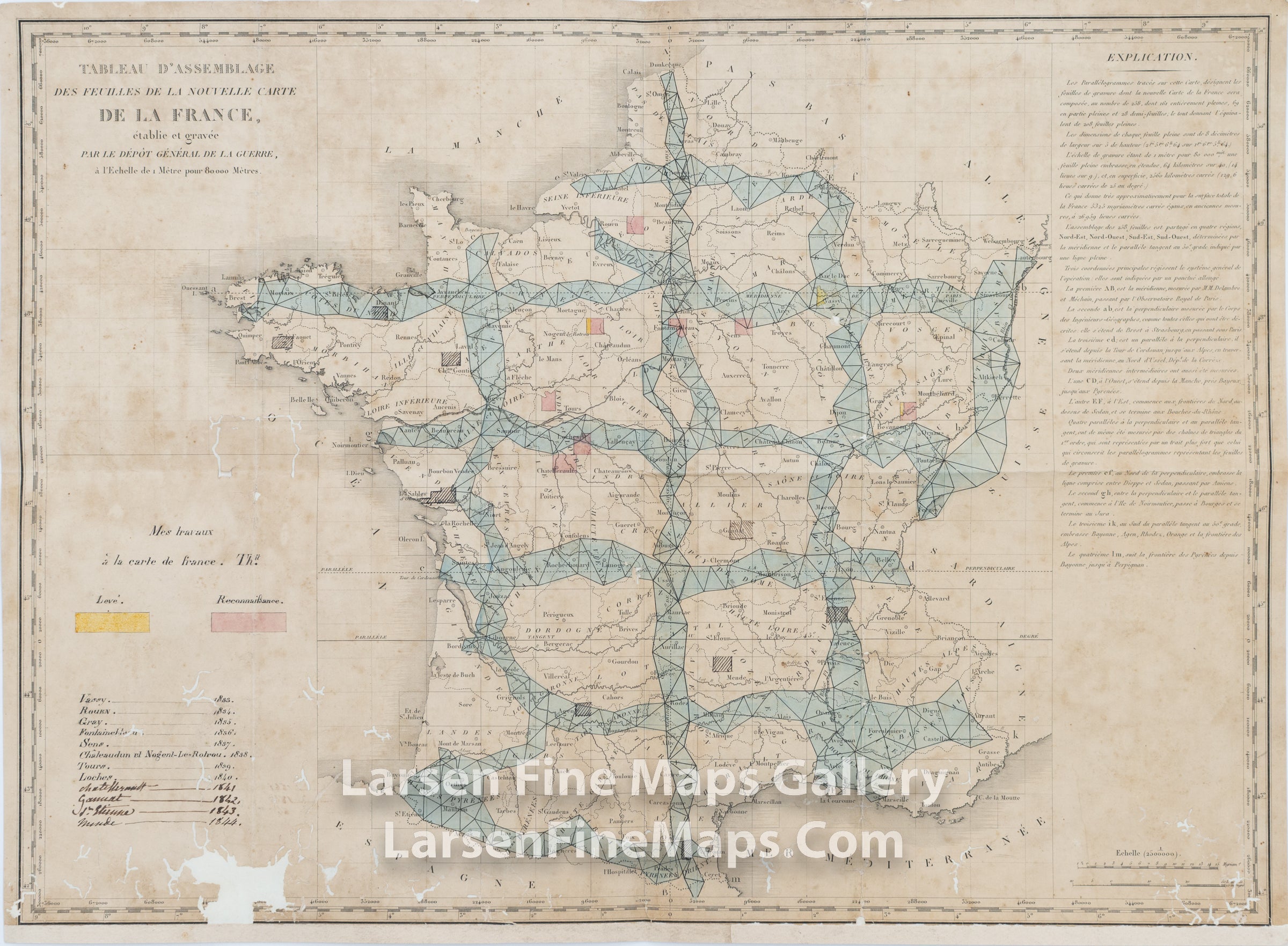 Tableau D'Assemblage des feuilles de la nouvelle Carte de la France, etableie et gravee par le Depot General de la Guerre