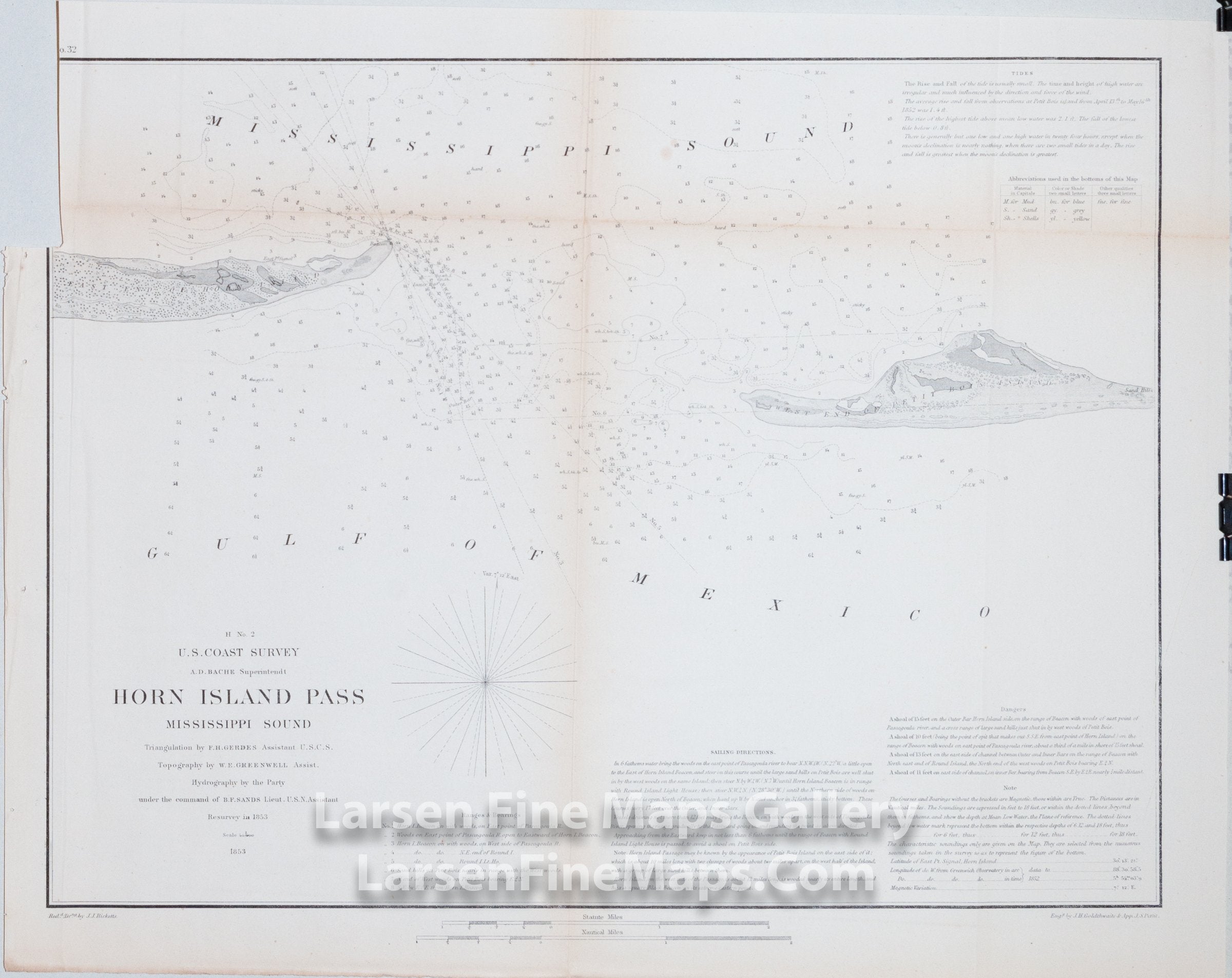 H No. 2 Horn Island Pass Mississippi Sound U.S. Coast Survey