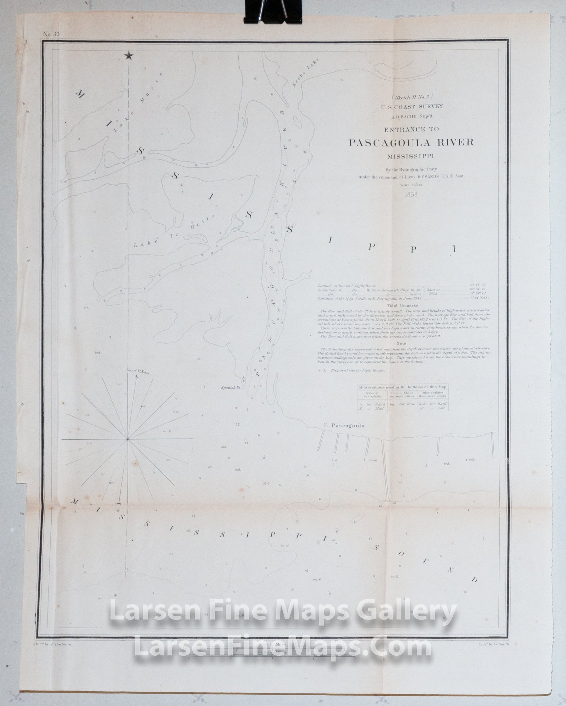 Sketch H No. 3 Entrance to Pascagoula River Mississippi U.S. Coast Survey