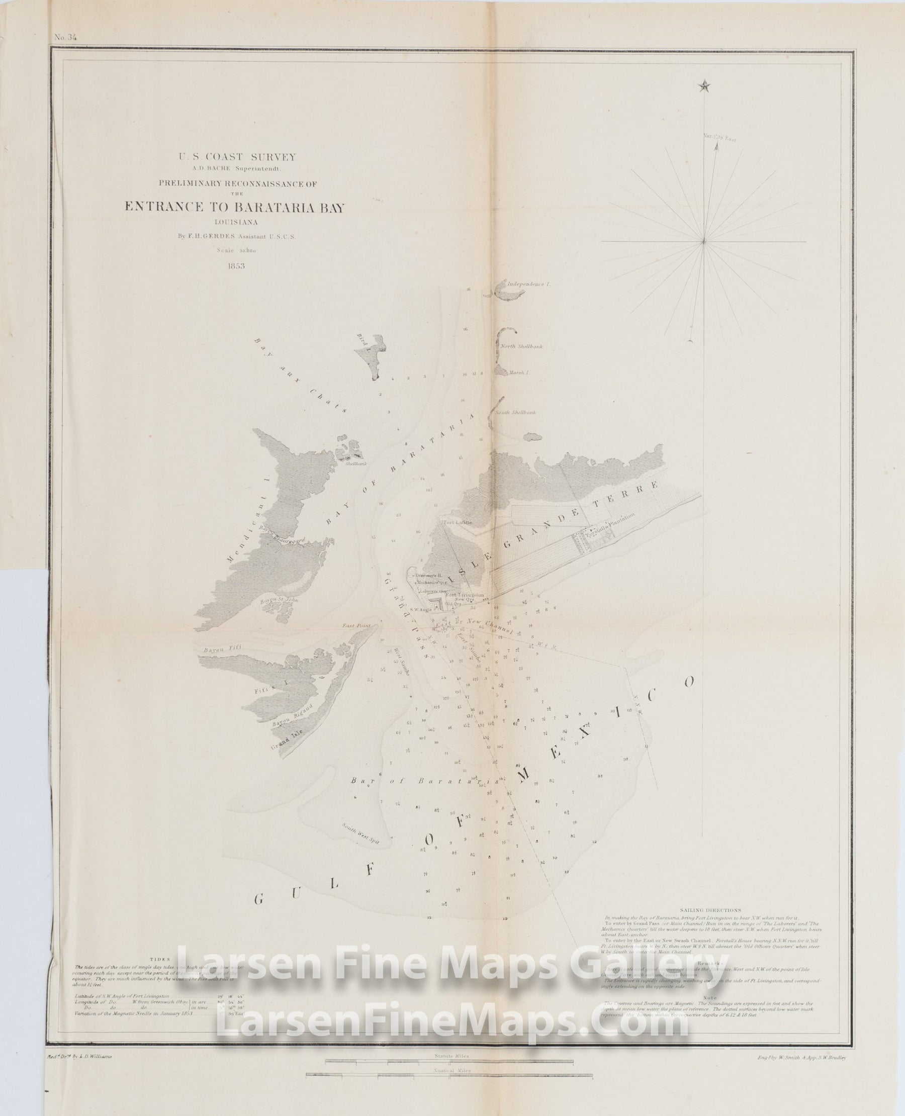 Preliminary Reconnaissance of the Entrance to Barataria Bay Louisiana U.S. Coast Survey