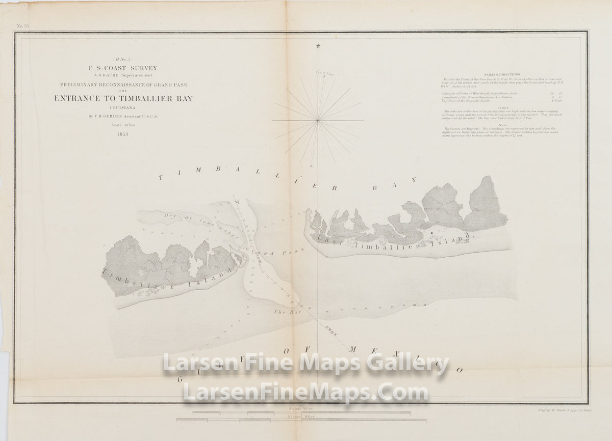 Preliminary Reconnaissance of Grand Pass the Entrance to Timballier Bay Louisiana U.S. Coast Survey