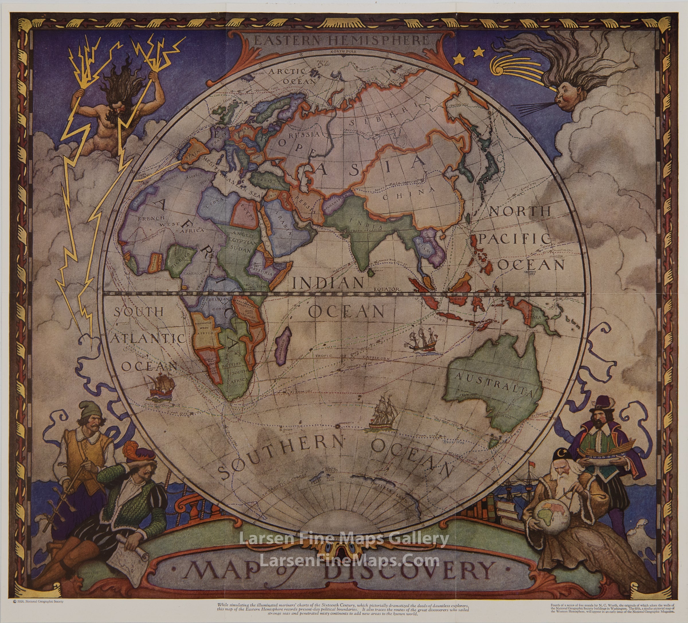 Eastern Hemisphere Map of Discovery, N.C. Wyeth, National Geographic
