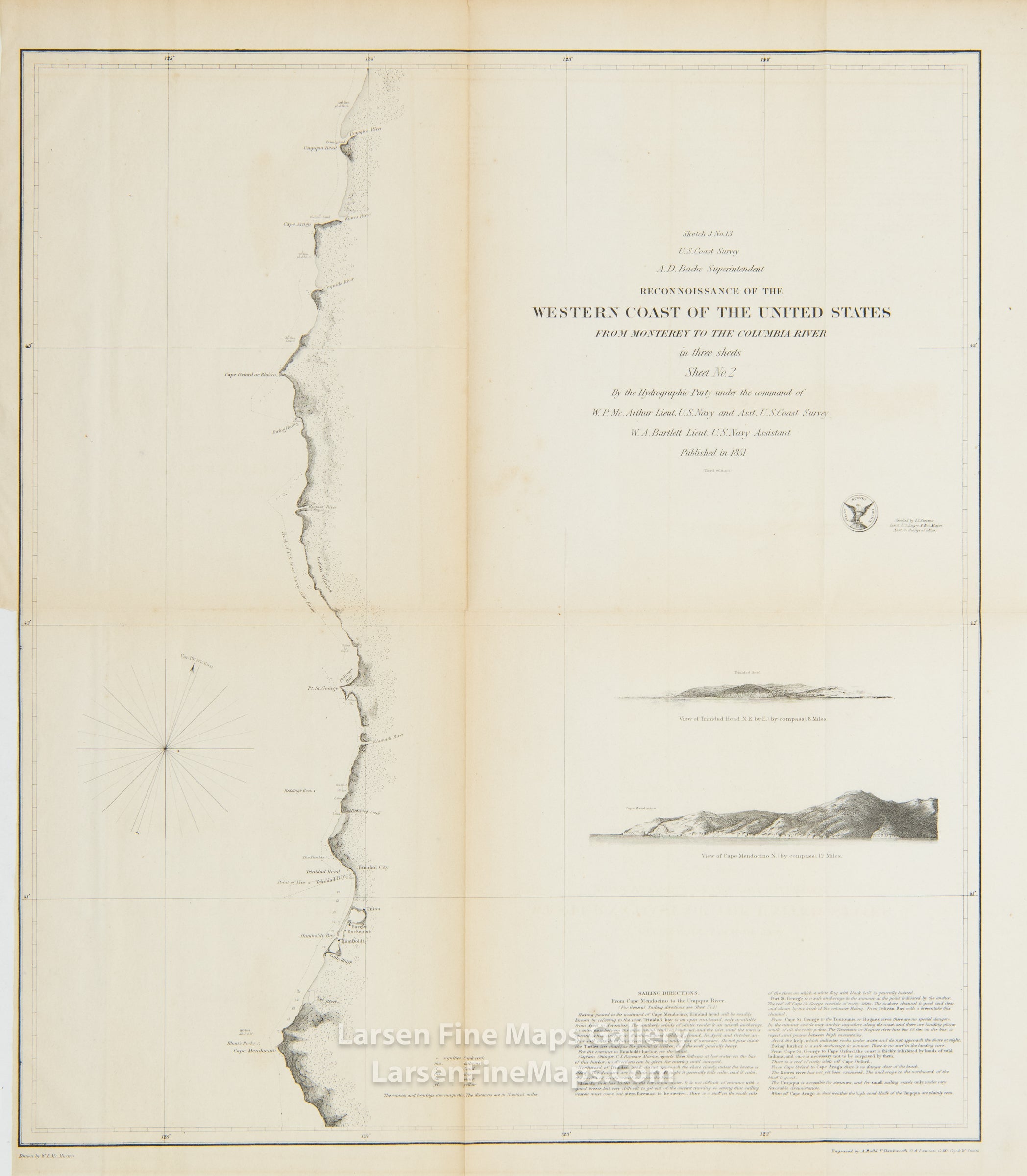 Reconnaissance of the Western Coast of The United States From Monterey to the Columbia River in three sheets, Sheet No. 2 U.S. Coast Survey